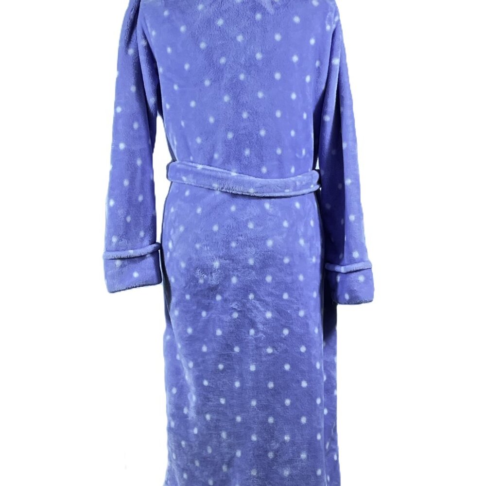 Women's Sonoma - Purple / White Dot - Faux Fur Plush - Long Belted Robe - Medium - Picture 5 of 7